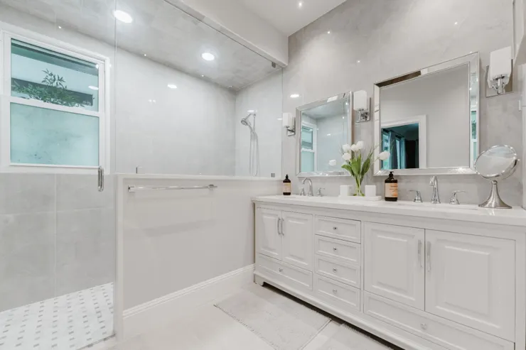 Bright bathroom with double vanity