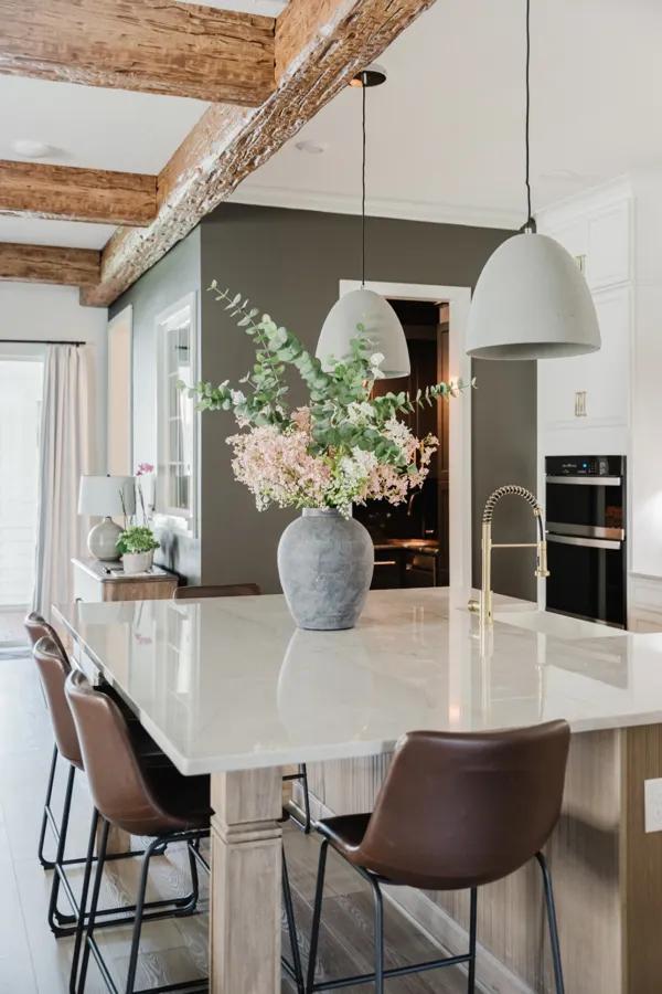 Kitchen with exposed wood beams